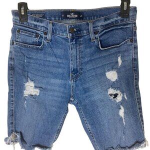 Hollister Women's Size 31 Epic Flex‎ 9" Distressed Skinny Denim Jean Shorts